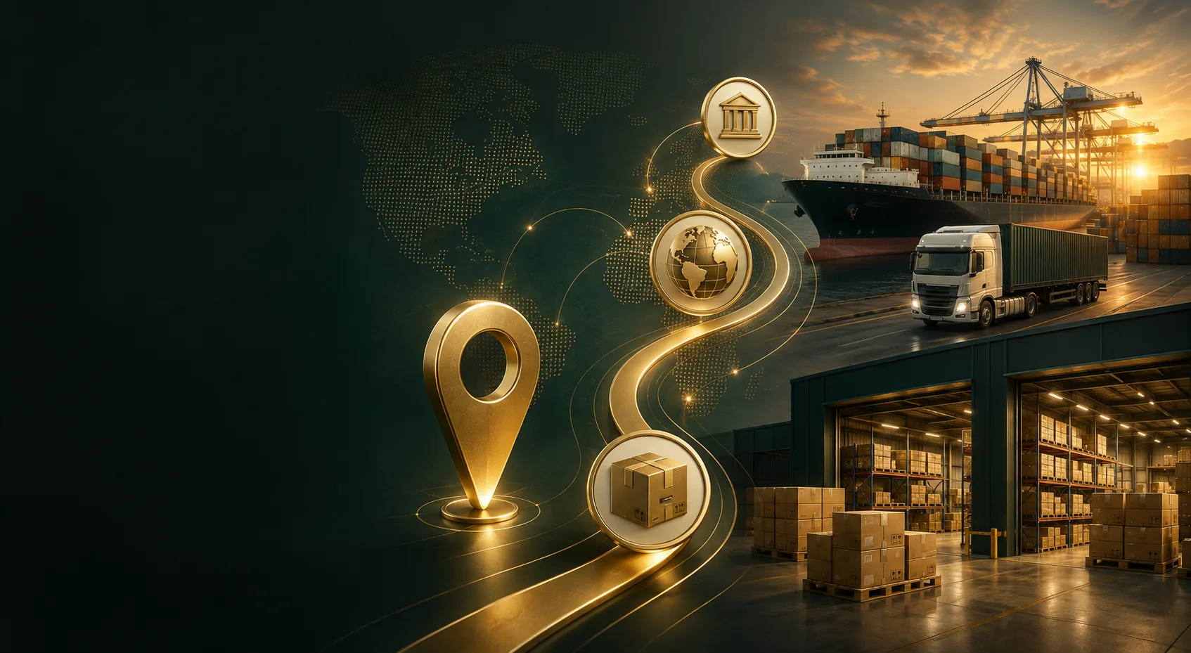 A coordinated logistics journey from origin, across borders, to destination.